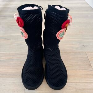 UGG Crochet Classic Floral Knit Boots Size 9